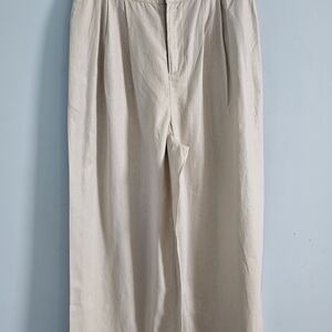 Jason Wu Cream Linen And Cotton Quiet Luxury Wide Leg Pants Size XS